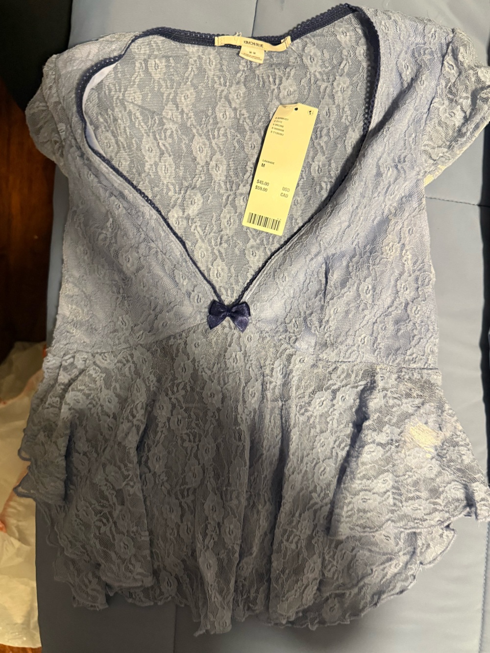 Urban Outfitters Light Lavender Lace Babydoll Top